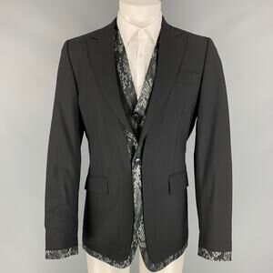 JOHN RICHMOND Size 38 Black Wool Peak Lapel Sport Coat